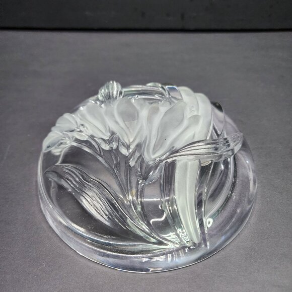 Vintage Mikasa Parisian Iris Round Candy Dish Bowl Clear Glass Frosted - Picture 3 of 5